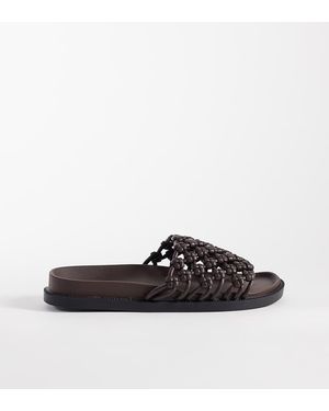 SEQWL Wide Fit Sandalias Marrones Planas Con Diseño Entretejido De - Marrón