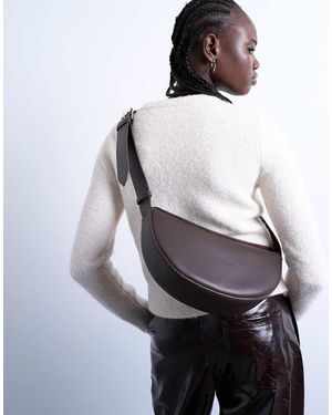 TOPSHOP Bandolera Marrón De Cuero Auténtico Cooper De - Blanco