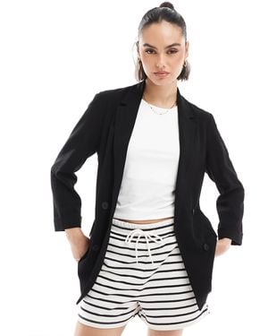Stradivarius Linen Look Blazer - Black