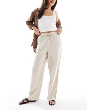 Vero Moda Linen Blend Tie Waist Pants - Natural