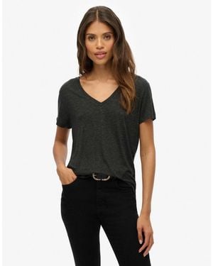 Superdry – studios – besticktes t-shirt - Schwarz