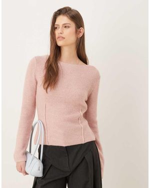 Mango Seam Detail Lightweight Knitted Top - Pink