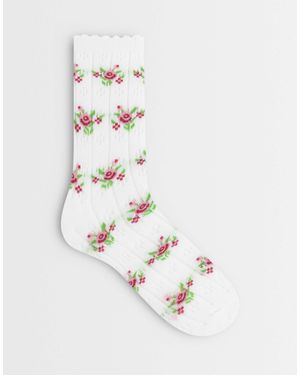 Pieces – pointelle-socken - Weiß