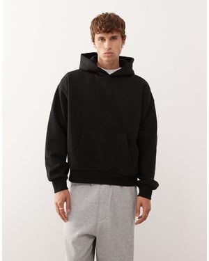 Weekday Sweat à capuche coupe carrée oversize en jersey épais - Noir