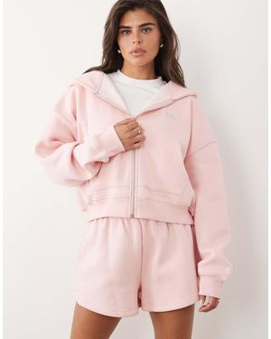 Kaiia Katoenrijke Oversized Hoodie Met Rits En Zilveren Hardware-Logo - Roze