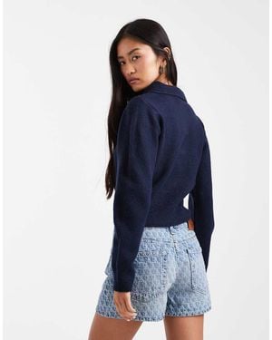 Calvin Klein 90s Denim Shorts With Faded Monogram Print - Blue