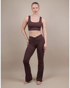 SIMMI Ruched Front Flared Leggings - Natural