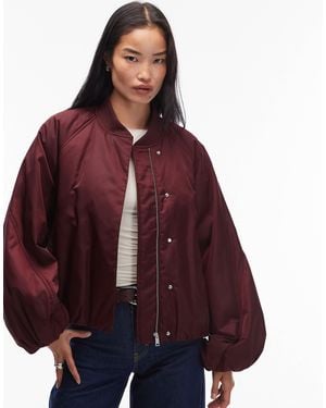 & Other Stories Zip Front Bomber Jacket With Volume Sleeves - Red
