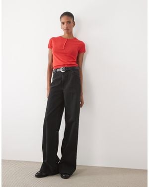 ASOS Asos design tall jean wide leg avec pli devant et ceinture - Noir