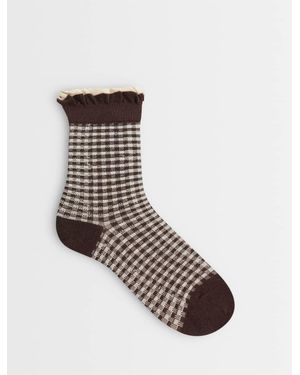 ASOS Met Gingham Ruit En Ruche Aan De Bovenkant - Wit