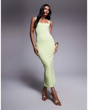 Oh Polly Ainslee Square Neck Midaxi Dress - Green