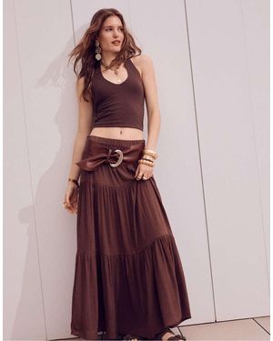 Stradivarius Boho Maxi Skirt - Brown
