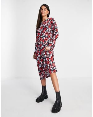 Monki Floral Print Dress - Red