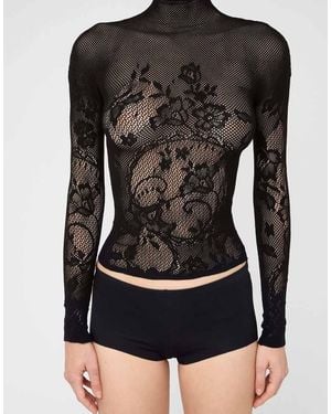 Calzedonia Liberty Floral Fishnet Top - Black