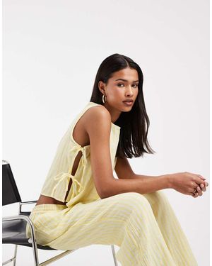ONLY Tie Side Cheesecloth Sleeveless Top Co-ord - Natural