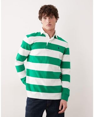 Polo Ralph Lauren Icon Logo Long Sleeve Stripe Rugby Shirt - Green