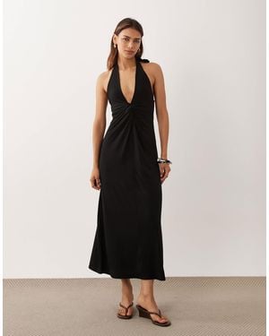 Mango Neckholder-midikleid - Schwarz