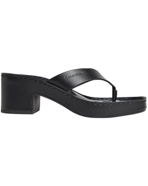Calvin Klein Milana - leder-zehentrenner-sandalen mit absatz - Weiß