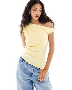 New Look Fallen Shoulder Scuba Top - Blue