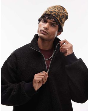 TOPMAN Borg Sweatshirt Met 1/4 Rits - Zwart