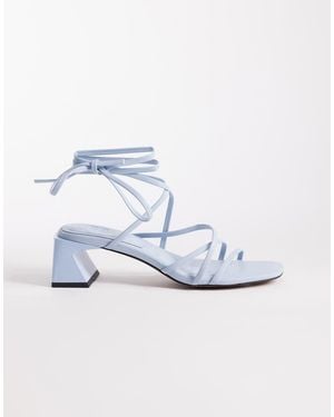 ASOS Sandalias Azul Pálido Con Tacón De Bloque Y Diseño De Tiras Hundred De