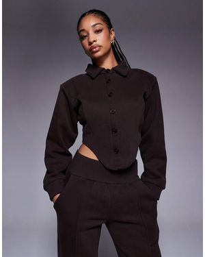 Wanderdoll Hattie Cotton Blend Tailored Collared Corset Detail Shirt Co-ord - Blue