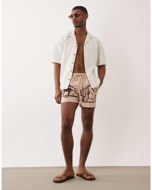 South Beach Western Print Swim Short - Natural