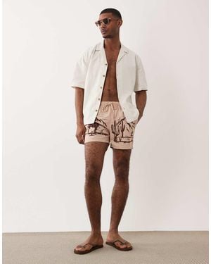 South Beach Pantaloncini Da Bagno Chiaro Con Stampa Western - Neutro
