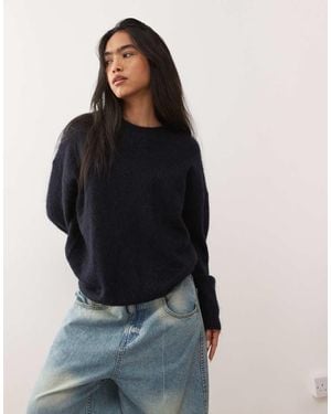 Weekday Jersey Azul Marino Oscuro Jaspeado De Mezcla De Lana Y Lana De Mohair Premium De