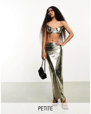 Jaded Rose Petite Metallic Drape Maxi Skirt