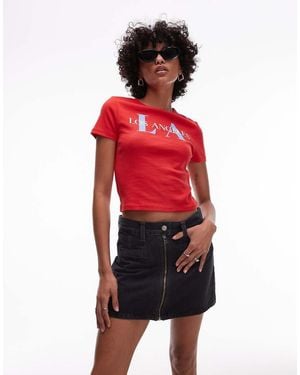 Levi's Moto Icon Denim Mini Skirt - Red