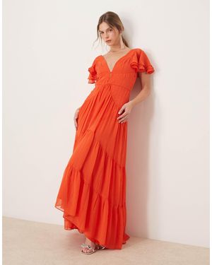 ASOS – gerafftes maxikleid - Rot