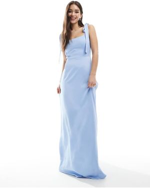 Maids To Measure Vestido De Dama De Honor Largo Con Tirantes Anudados De - Azul
