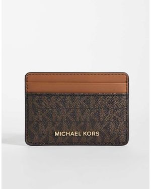 Michael Kors Jet Set Kaarthouder Met Bruine Monogramprint
