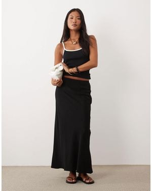 ASOS Asos design petite – midaxi-leinenrock - Schwarz