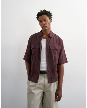 TOPMAN – kurzärmliges relaxed-fit-hemd aus transparentem ripstop - Rot