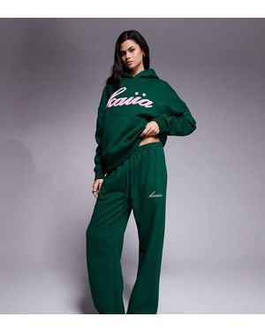 Kaiia Exclusive Cotton Rich Wide Leg Joggers Co-Ord - Green