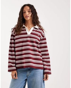 4th & Reckless Exclusive Cotton Rich Collared Long Sleeve Embroidered Logo Rugby Top