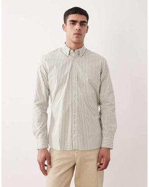 Mango Classic Cotton Striped Shirt - Natural