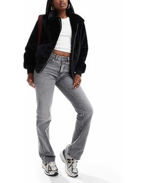 South Beach Chaqueta Bomber Negra Con Cremallera De Piel Sintética De - Negro