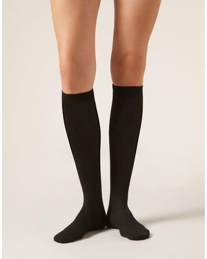 Calzedonia Ribbed Long Socks - Black