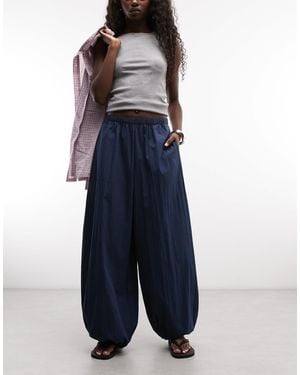ASOS Cotton Nylon Blend Pull On Balloon Pants - Blue