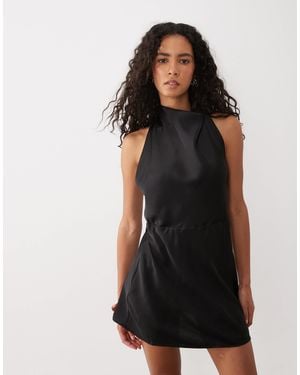 Mango Cowl Neck Mini Dress - Black