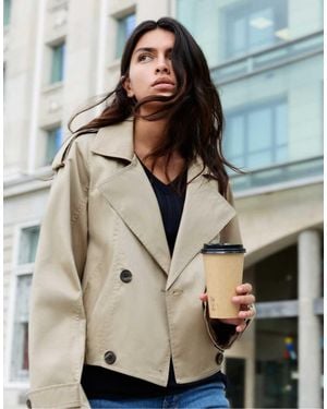 Pull&Bear Trench Corto Balloon Fit Color Sabbia - Grigio