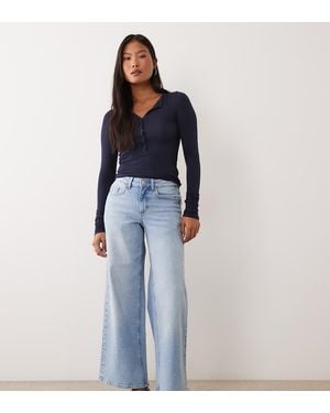Vero Moda Sandie Mid Rise Wide Leg Stretch Jeans - Blue