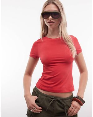 Monki Camiseta Roja De Corte Slim - Rojo