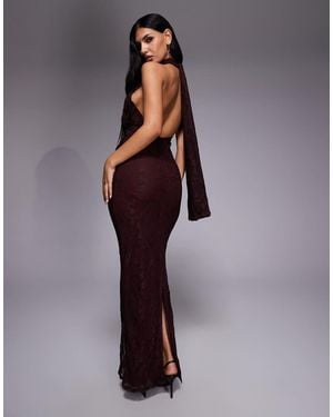 ASOS Lace Twist Bust Halter Open Back Maxi Dress - Purple