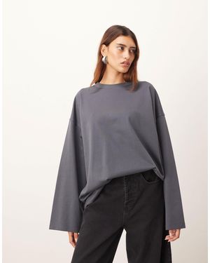ARRANGE T-shirt oversize en coton à manches longues - anthracite - Gris