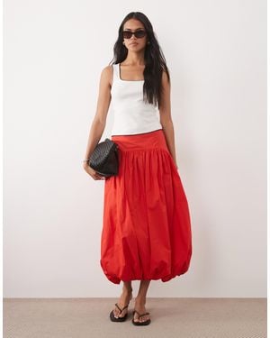 ASOS Dropped Waist Bubble Maxi Skirt - Red