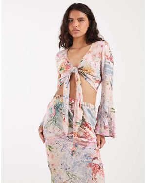 River Island Floral Tie Up Top Co-Ord - Pink